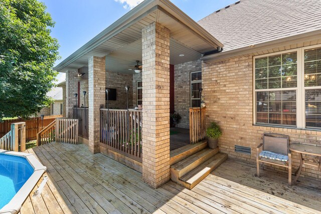 217 E Grace St, Republic, MO 65738 - deck with a ceiling fan