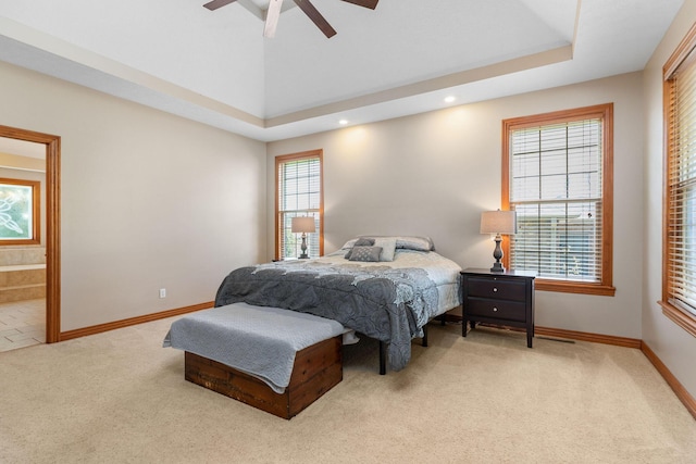 217 E Grace St, Republic, MO 65738 - carpeted bedroom with multiple windows, a ceiling fan, ensuite bathroom, and recessed lighting