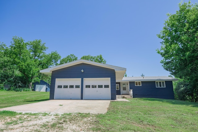 619 Rte H, Greenfield, MO 65661 - ranch-style home with concrete driveway, a front yard, and a garage