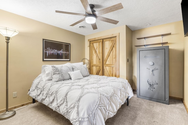 14410 Native Dr, Phillipsburg, MO 65722 - bedroom featuring carpet flooring, a textured ceiling, and a ceiling fan