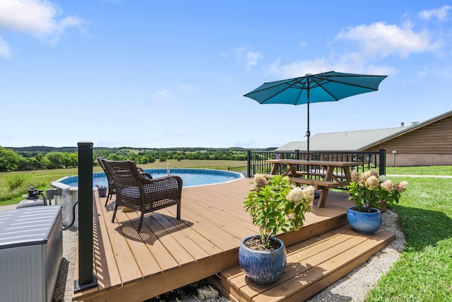 14410 Native Dr, Phillipsburg, MO 65722 - wooden deck with an outdoor pool