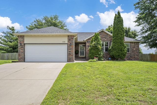 578 Stoney Path, Nixa, MO 65714 - ranch-style house featuring an attached garage, concrete driveway, brick siding, and a shingled roof