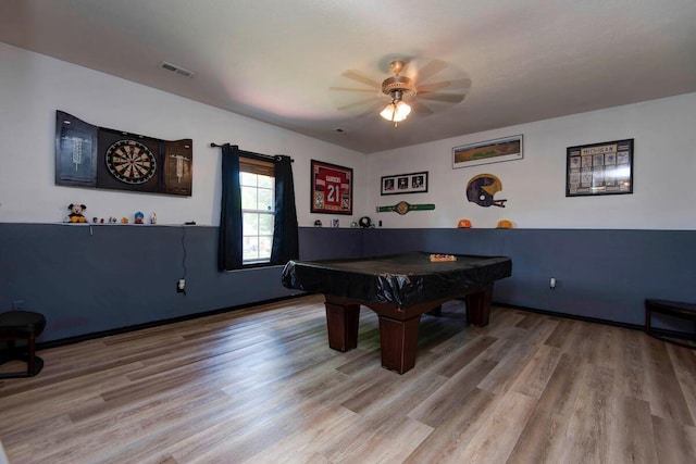 579 Lantern Hill Rd, Nixa, MO 65714 - recreation room with billiards table, ceiling fan, and wood finished floors