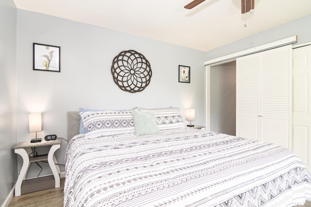 320 Turnberry Rd # 2, Branson, MO 65616 - bedroom featuring a closet, light wood-style floors, and ceiling fan