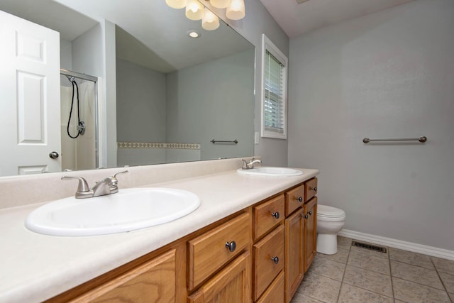 805 S Benson Pl, Nixa, MO 65714 - bathroom featuring double vanity, a shower, and tile patterned floors