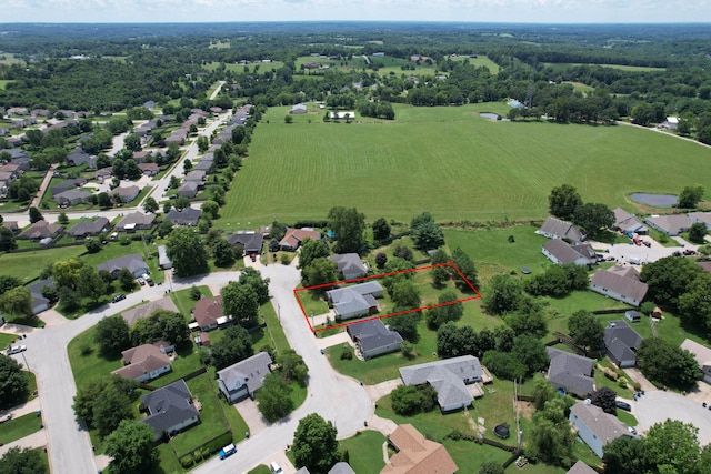 805 S Benson Pl, Nixa, MO 65714 - overview of rural landscape with property boundaries highlighted and nearby suburban area
