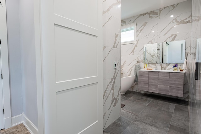 6323 Creeksedge Ct, Ozark, MO 65721 - full bathroom with vanity, a soaking tub, a marble finish shower, and marble tiled floors