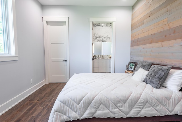 6323 Creeksedge Ct, Ozark, MO 65721 - bedroom with wooden walls, dark wood-type flooring, recessed lighting, and connected bathroom