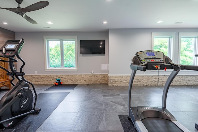 6323 Creeksedge Ct, Ozark, MO 65721 - exercise area featuring ceiling fan and recessed lighting
