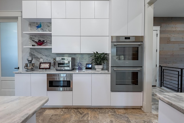 6323 Creeksedge Ct, Ozark, MO 65721 - kitchen with double oven, modern cabinets, white cabinets, and open shelves