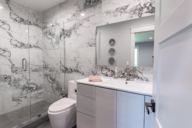 6323 Creeksedge Ct, Ozark, MO 65721 - full bath featuring tile walls, a marble finish shower, and vanity