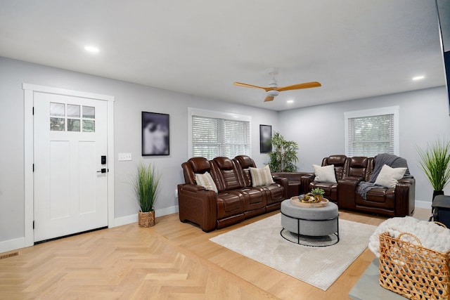 12163 State Highway Tt, Republic, MO 65738 - living room featuring a ceiling fan and recessed lighting