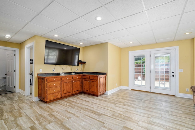823 Mcvey St, Mount Vernon, MO 65712 - bar with a paneled ceiling, light wood-style flooring, and recessed lighting