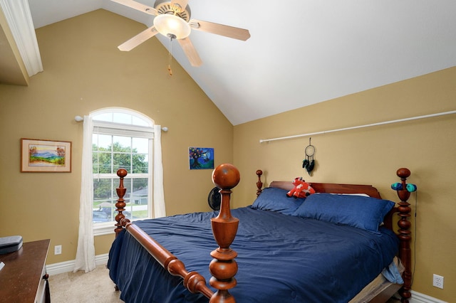 823 Mcvey St, Mount Vernon, MO 65712 - bedroom with lofted ceiling, light colored carpet, and ceiling fan