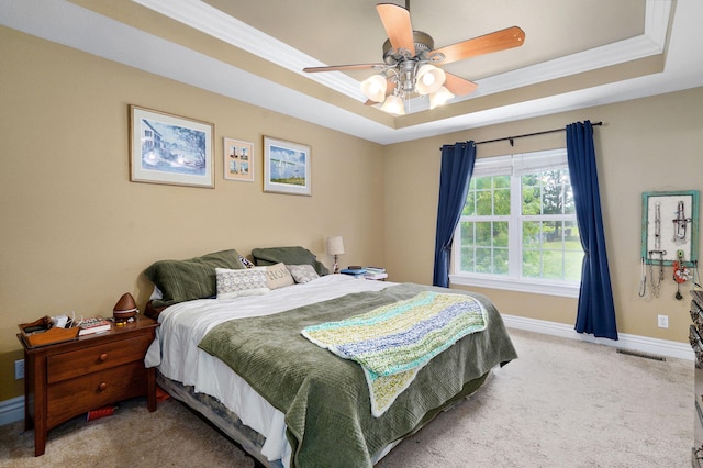 823 Mcvey St, Mount Vernon, MO 65712 - bedroom featuring a raised ceiling, carpet floors, and ceiling fan