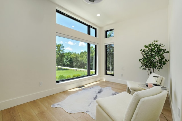 104 Walnut Hill Ln, Ozark, MO 65721 - sitting room featuring light wood-type flooring, a towering ceiling, and recessed lighting