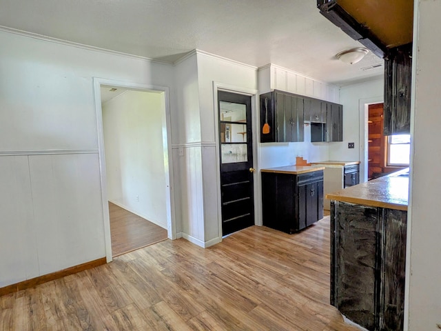 13802 E State Highway 76, Taneyville, MO 65759 - kitchen with light wood finished floors, crown molding, and wainscoting
