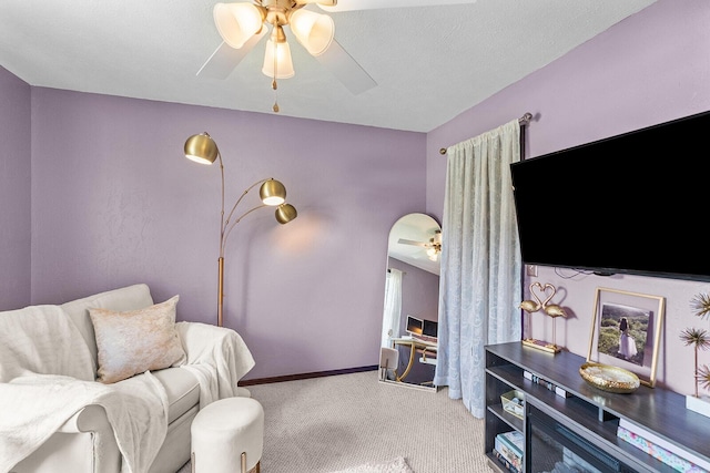 2602 S 15th Ave, Ozark, MO 65721 - living room featuring a ceiling fan and carpet