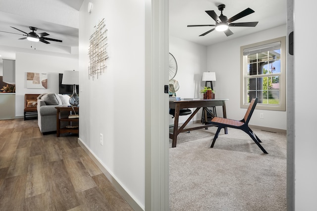 620 E Summit St, Bolivar, MO 65613 - home office featuring ceiling fan and wood finished floors