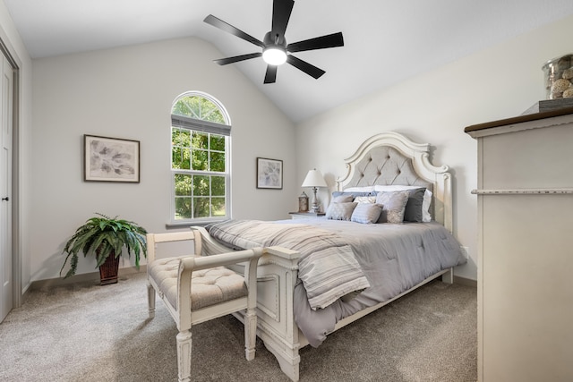 620 E Summit St, Bolivar, MO 65613 - carpeted bedroom with vaulted ceiling and a ceiling fan