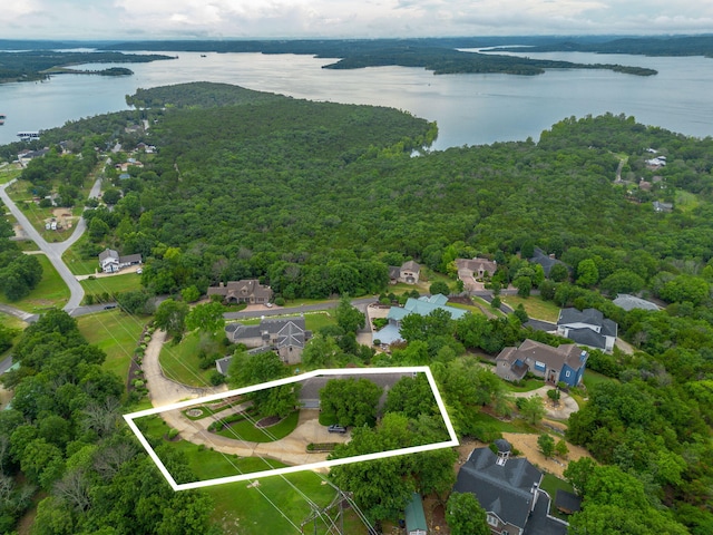 10 Patterson Ave, Branson, MO 65616 - aerial perspective of suburban area featuring a nearby body of water and property parcel outlined