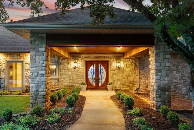 10 Patterson Ave, Branson, MO 65616 - property entrance with stone siding and roof with shingles