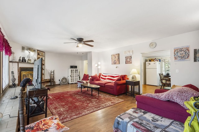 6665 State Highway 173, Cape Fair, MO 65624 - living area featuring ceiling fan and wood finished floors
