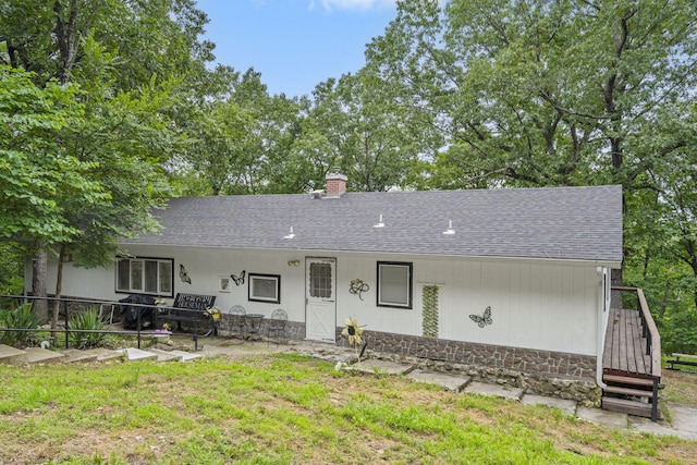 6665 State Highway 173, Cape Fair, MO 65624 - view of front of home featuring a shingled roof, a chimney, and a front yard