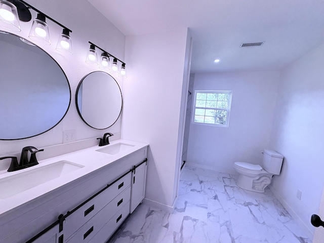 401 E 17th St, Lockwood, MO 65682 - full bath featuring marble look tiles, double vanity, recessed lighting, and a shower