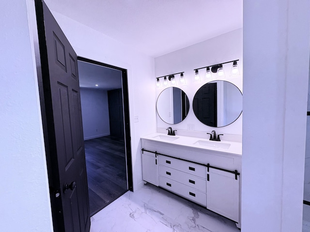 401 E 17th St, Lockwood, MO 65682 - full bath featuring double vanity and marble look tile flooring