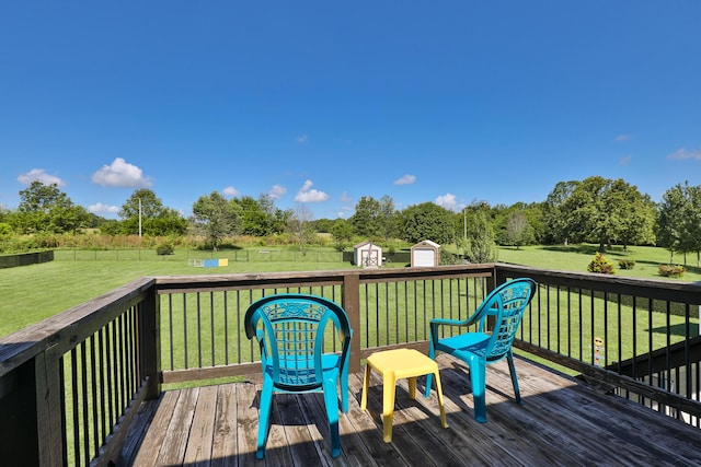 360 Durango Ln, Billings, MO 65610 - wooden deck featuring a shed and a yard