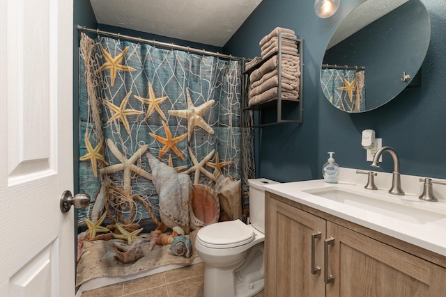360 Durango Ln, Billings, MO 65610 - full bathroom with vanity, tile patterned flooring, a textured ceiling, and a shower with curtain