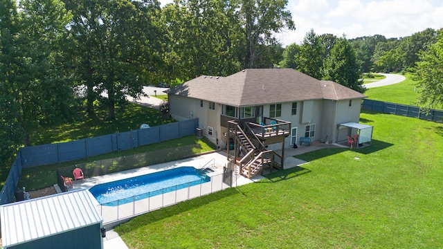 360 Durango Ln, Billings, MO 65610 - view of pool featuring a wooden deck, a fenced backyard, stairway, and a patio area