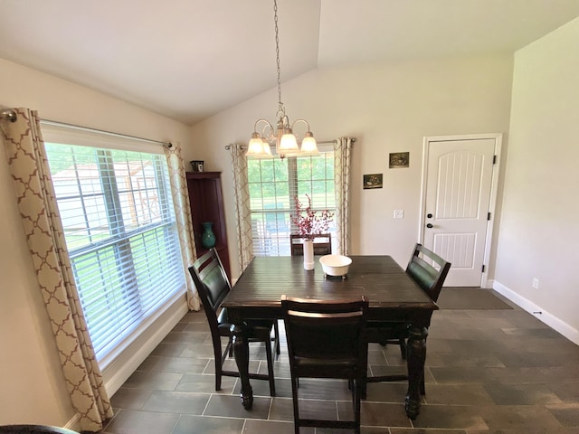 1113 Chesterfield Dr, Webb City, MO 64870 - dining room with lofted ceiling and a chandelier