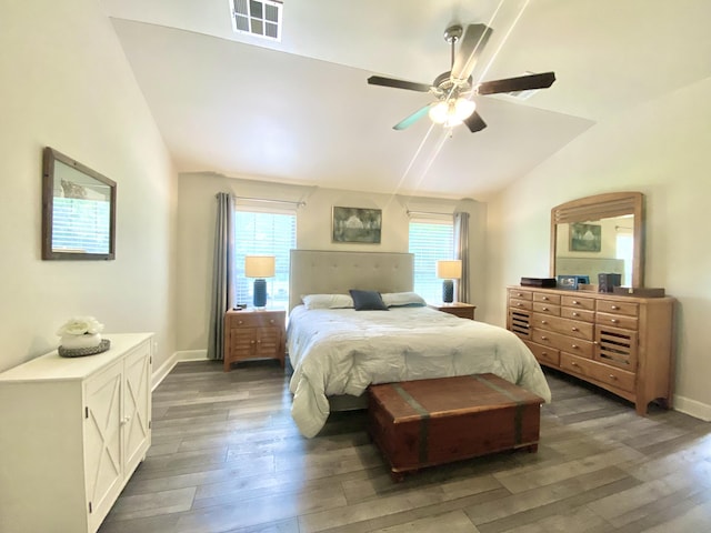 1113 Chesterfield Dr, Webb City, MO 64870 - bedroom with vaulted ceiling, wood finished floors, multiple windows, and ceiling fan
