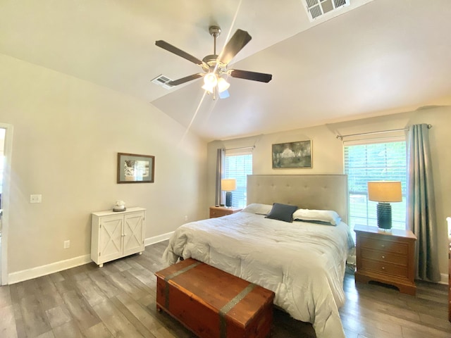 1113 Chesterfield Dr, Webb City, MO 64870 - bedroom featuring wood finished floors, vaulted ceiling, and ceiling fan