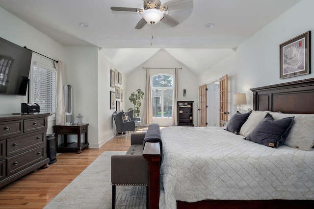 3931 E Stanford St, Springfield, MO 65809 - bedroom with light wood-style flooring, lofted ceiling, and ceiling fan
