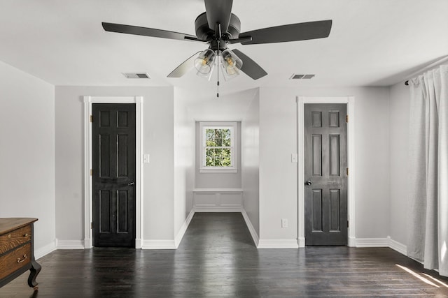 2311 S Golden Ave, Springfield, MO 65807 - foyer featuring a ceiling fan and dark wood-style flooring