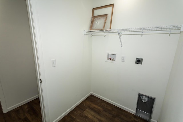 297 Kelsi Ln, Branson, MO 65616 - washroom with hookup for an electric dryer, washer hookup, and dark wood-style flooring