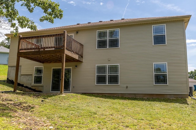 297 Kelsi Ln, Branson, MO 65616 - rear view of house with a wooden deck and a lawn
