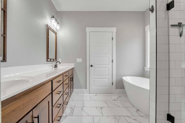 4212 Tuscany Cir, Ozark, MO 65721 - full bath with marble finish floors, a soaking tub, and double vanity