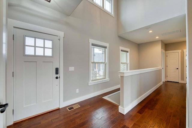 4212 Tuscany Cir, Ozark, MO 65721 - entryway featuring dark wood-style flooring and a towering ceiling