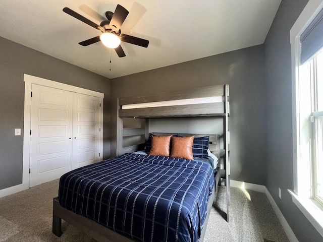 4212 Tuscany Cir, Ozark, MO 65721 - bedroom featuring carpet flooring, a ceiling fan, and a closet