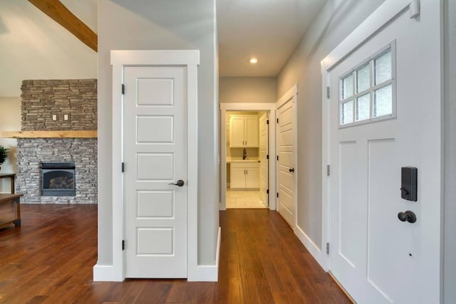 4212 Tuscany Cir, Ozark, MO 65721 - hallway featuring dark wood-style flooring and recessed lighting
