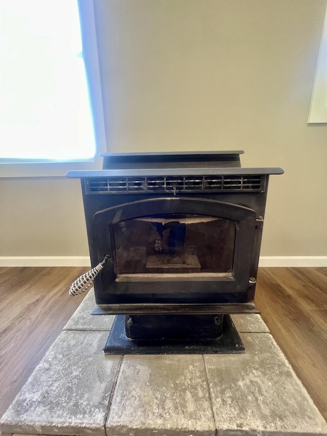 711 W Woodbine Rd, Ash Grove, MO 65604 - detailed view of a wood stove and wood finished floors