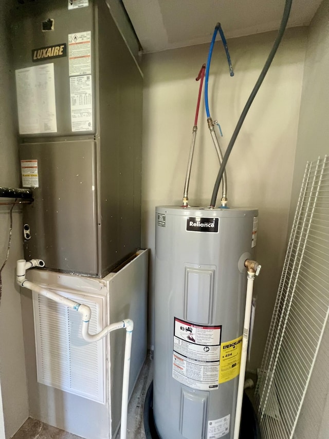 711 W Woodbine Rd, Ash Grove, MO 65604 - utility room featuring water heater and heating unit