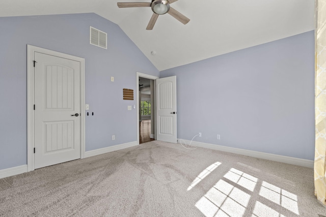 5323 S Carson St, Battlefield, MO 65619 - unfurnished bedroom with carpet, a ceiling fan, and high vaulted ceiling