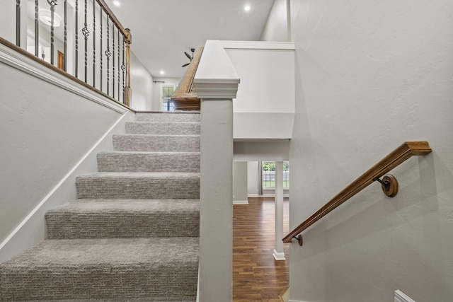 5323 S Carson St, Battlefield, MO 65619 - stairs with wood finished floors and recessed lighting