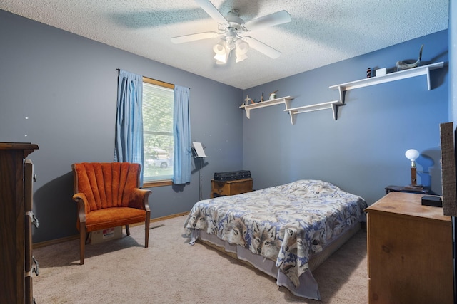 508 N Cherry Cir, Nixa, MO 65714 - carpeted bedroom with a textured ceiling and ceiling fan