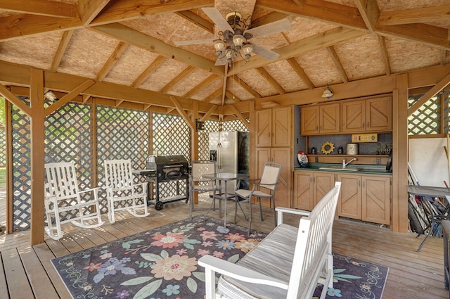 1343 Woodlawn Ave, Mount Vernon, MO 65712 - dining room featuring light wood-style floors, a ceiling fan, and vaulted ceiling